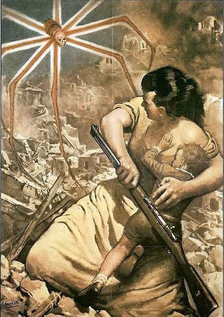 战争海报中的妇女手中的就是一把卡尔卡诺m1938折叠刺刀型